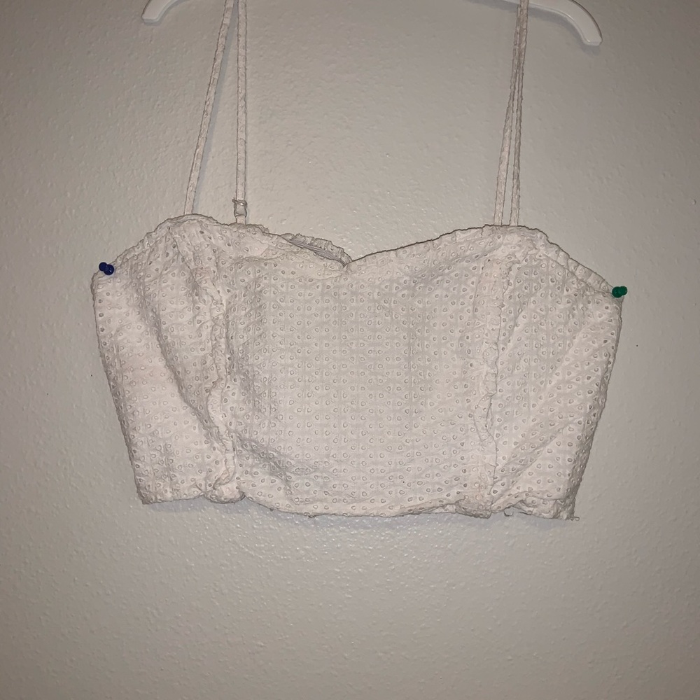 White linen crop top